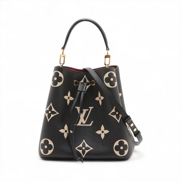 Louis Vuitton Black Beige Bicolor Monogram Empreinte Leather Neonoe MM [Clearance Sale]