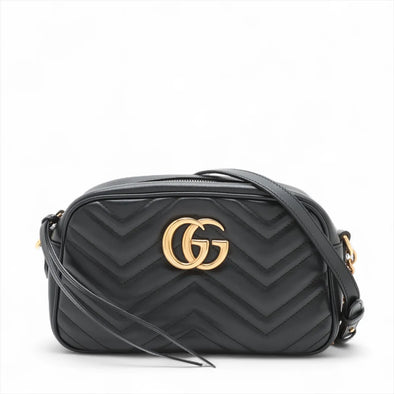 Gucci Black Leather GG Marmont Small Shoulder Bag [Clearance Sale]