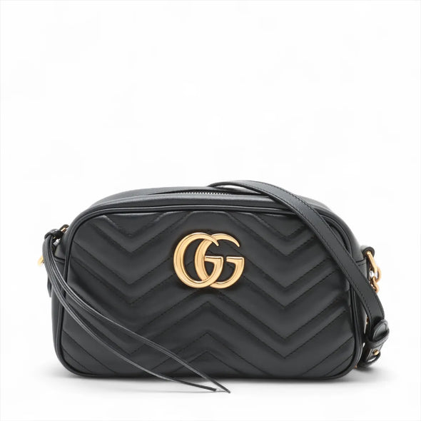 Gucci Black Leather GG Marmont Small Shoulder Bag [Clearance Sale]