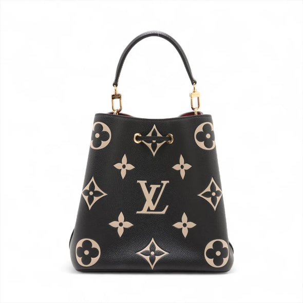 Louis Vuitton Black Beige Bicolor Monogram Empreinte Leather Neonoe MM [Clearance Sale]