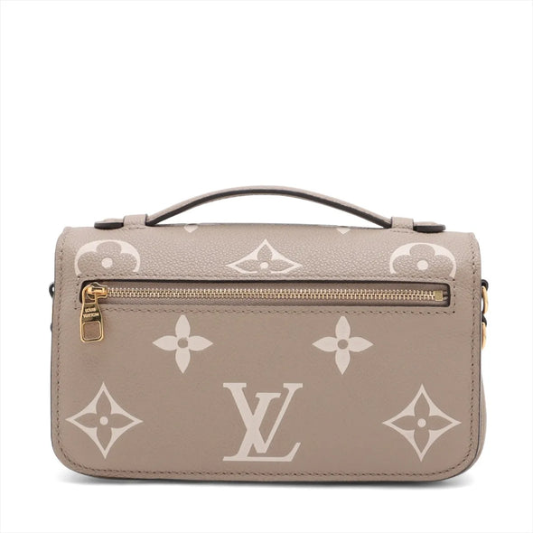 Louis Vuitton Toueterelle Creme Bicolor Monogram Empreinte Leather Pochette Metis East West [Clearance Sale]