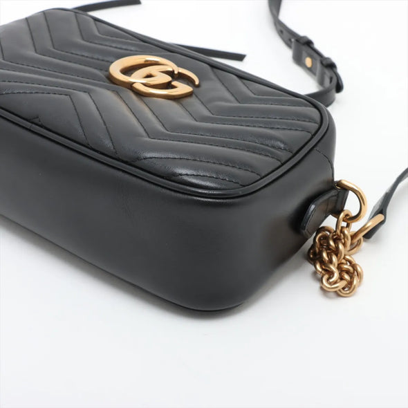 Gucci Black Leather GG Marmont Small Shoulder Bag [Clearance Sale]