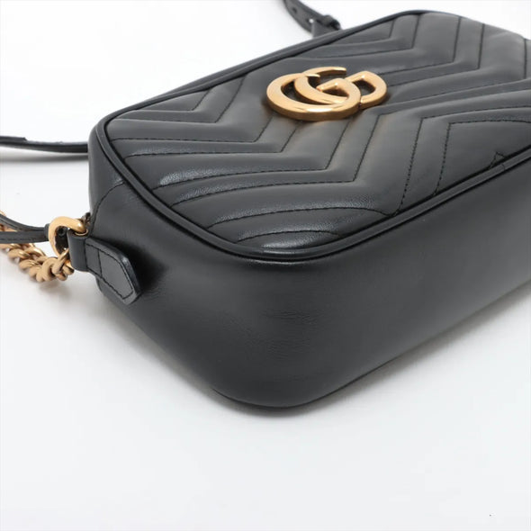 Gucci Black Leather GG Marmont Small Shoulder Bag [Clearance Sale]