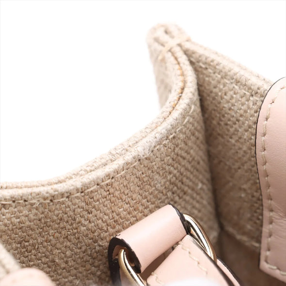 Chloe Pink and Beige Canvas Small Woody Tote Bag [Clearance Sale]