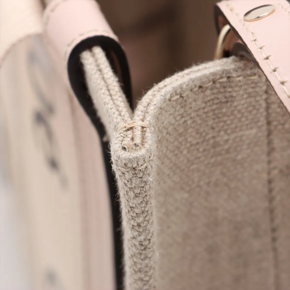 Chloe Pink and Beige Canvas Small Woody Tote Bag [Clearance Sale]