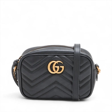 Gucci Black Leather GG Marmont Small Shoulder Bag [Clearance Sale]
