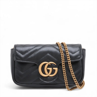Gucci Black Leather GG Marmont Mini Bag [Clearance Sale]