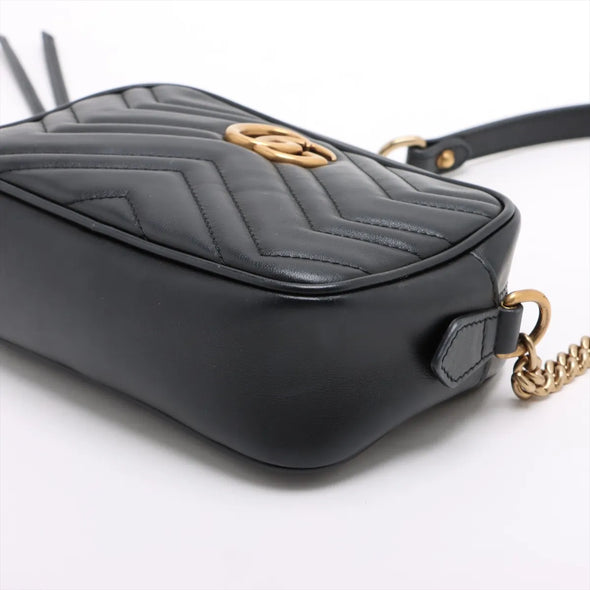 Gucci Black Leather GG Marmont Small Shoulder Bag [Clearance Sale]