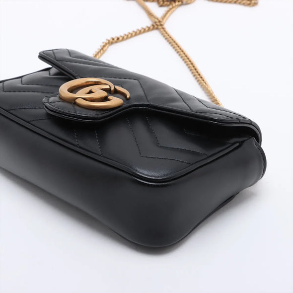 Gucci Black Leather GG Marmont Mini Bag [Clearance Sale]