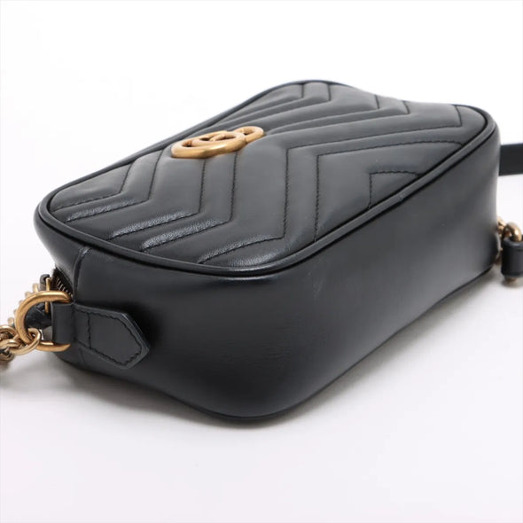 Gucci Black Leather GG Marmont Small Shoulder Bag [Clearance Sale]