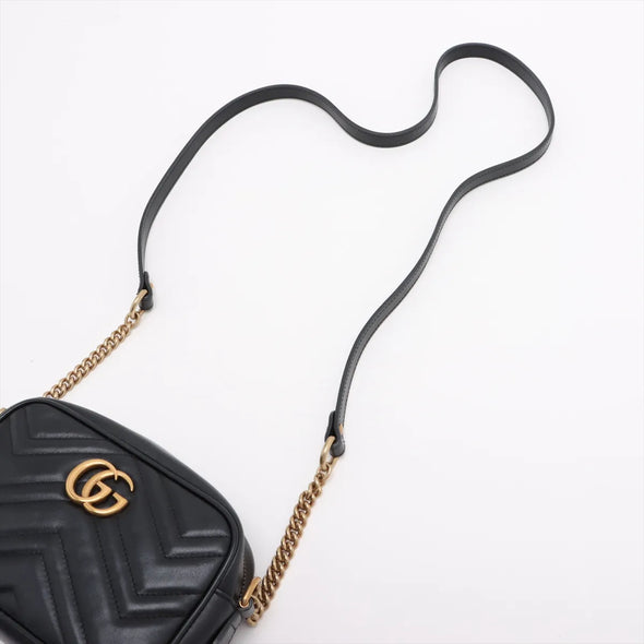 Gucci Black Leather GG Marmont Small Shoulder Bag [Clearance Sale]