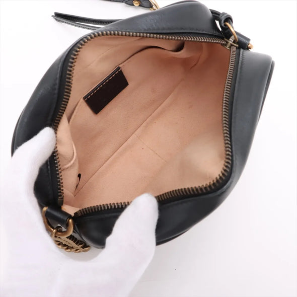 Gucci Black Leather GG Marmont Small Shoulder Bag [Clearance Sale]