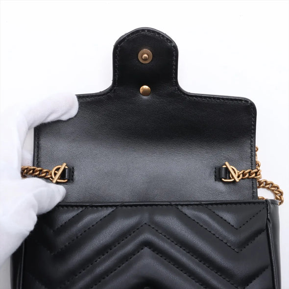 Gucci Black Leather GG Marmont Mini Bag [Clearance Sale]