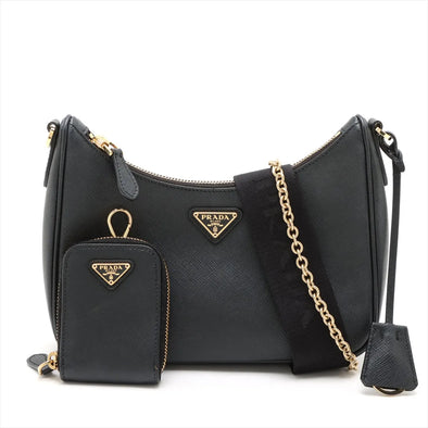 Prada Black Re-Edition 2005 Saffiano Leather Shoulder Bag  [Clearance Sale]