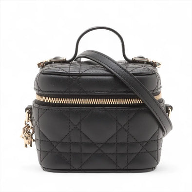 Christian Dior Black Cannage Lambskin Lady Dior Micro Vanity Case  [Clearance Sale]
