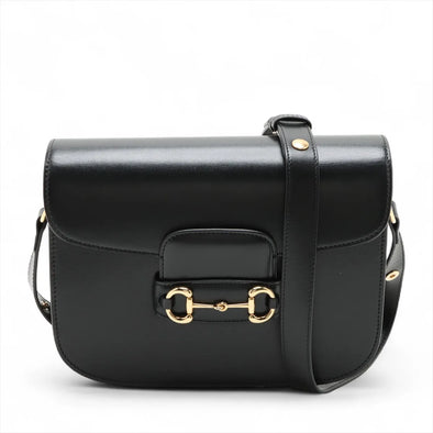 Gucci Black Leather Gucci Horsebit 1955 Medium Shoulder Bag [Clearance Sale]