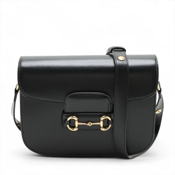 Gucci Black Leather Gucci Horsebit 1955 Medium Shoulder Bag [Clearance Sale]