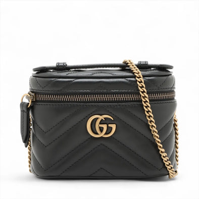Gucci Black Marmont Matelasse Leather Vanity Case [Clearance Sale]