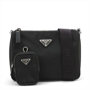 Prada Black Re-Nylon and Saffiano Leather Shoulder Bag [Clearance Sale]