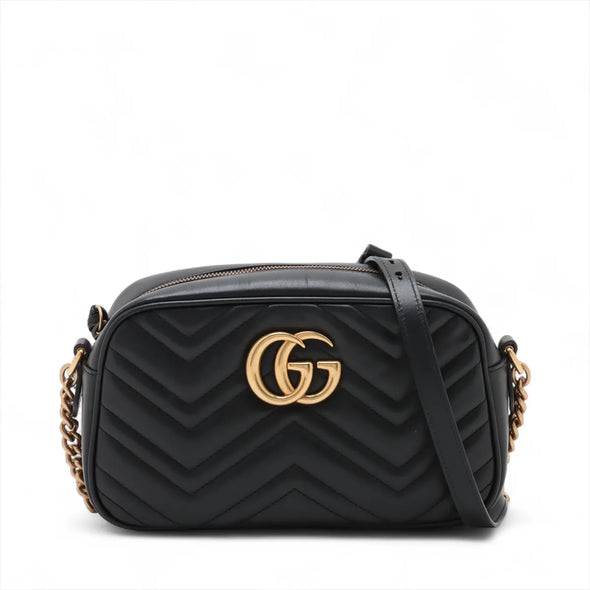 Gucci Black Leather GG Marmont Small Shoulder Bag  [Clearance Sale]
