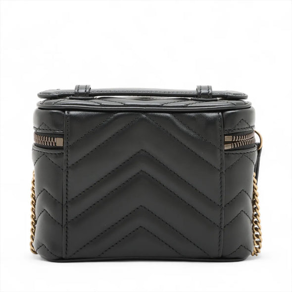 Gucci Black Marmont Matelasse Leather Vanity Case [Clearance Sale]
