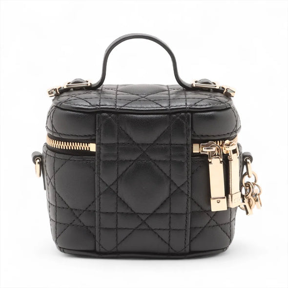 Christian Dior Black Cannage Lambskin Lady Dior Micro Vanity Case  [Clearance Sale]