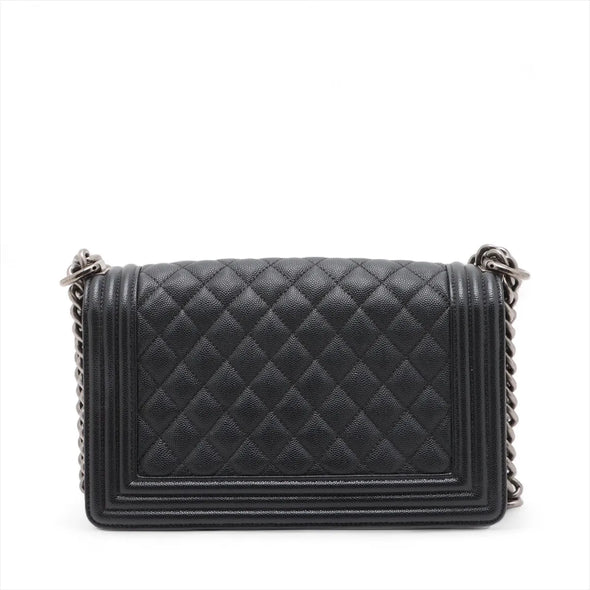Chanel Black Caviar Calfskin Boy Chanel Flap Closure Handbag [Clearance Sale]