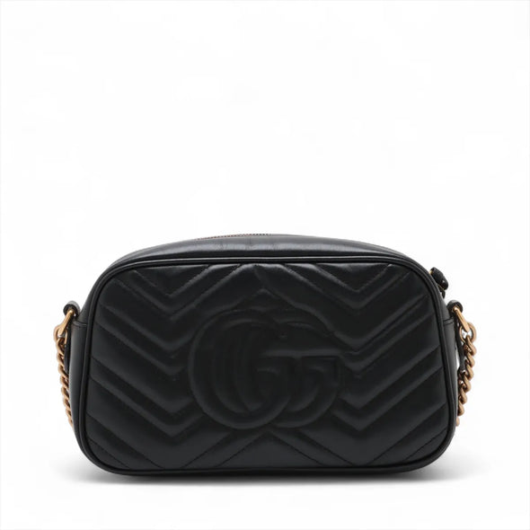 Gucci Black Leather GG Marmont Small Shoulder Bag  [Clearance Sale]