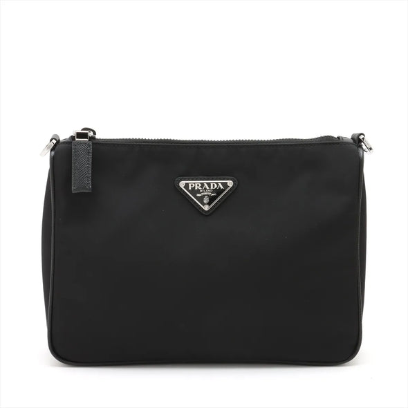 Prada Black Re-Nylon and Saffiano Leather Shoulder Bag [Clearance Sale]