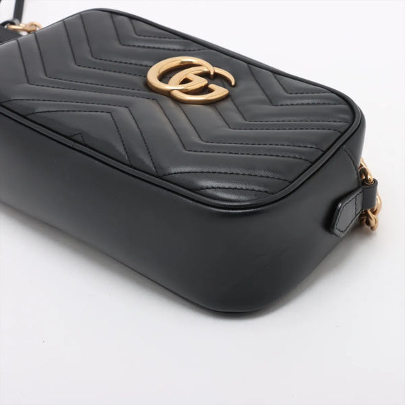 Gucci Black Leather GG Marmont Small Shoulder Bag  [Clearance Sale]