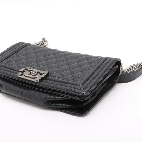 Chanel Black Caviar Calfskin Boy Chanel Flap Closure Handbag [Clearance Sale]