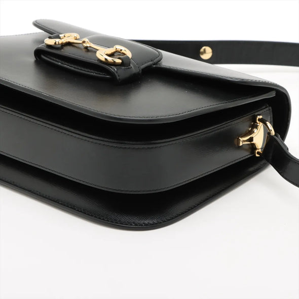 Gucci Black Leather Gucci Horsebit 1955 Medium Shoulder Bag [Clearance Sale]