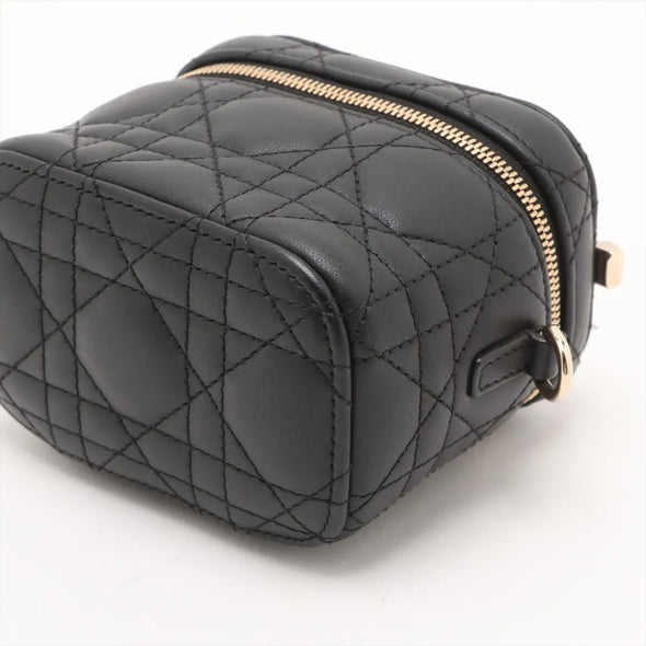 Christian Dior Black Cannage Lambskin Lady Dior Micro Vanity Case  [Clearance Sale]