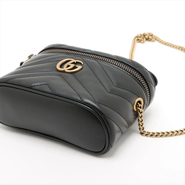 Gucci Black Marmont Matelasse Leather Vanity Case [Clearance Sale]