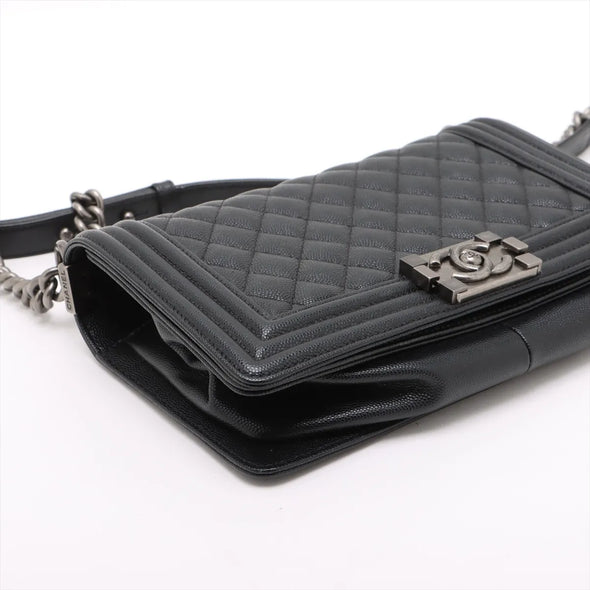 Chanel Black Caviar Calfskin Boy Chanel Flap Closure Handbag [Clearance Sale]