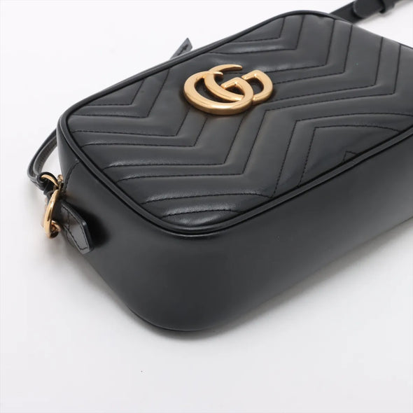 Gucci Black Leather GG Marmont Small Shoulder Bag  [Clearance Sale]