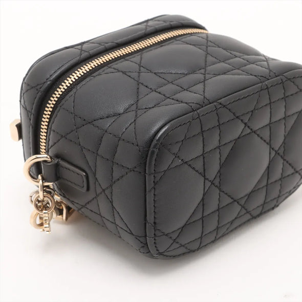 Christian Dior Black Cannage Lambskin Lady Dior Micro Vanity Case  [Clearance Sale]