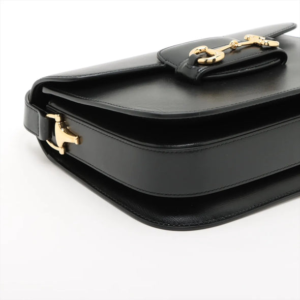 Gucci Black Leather Gucci Horsebit 1955 Medium Shoulder Bag [Clearance Sale]