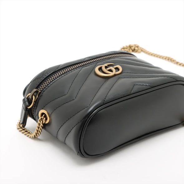 Gucci Black Marmont Matelasse Leather Vanity Case [Clearance Sale]