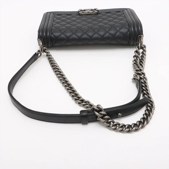 Chanel Black Caviar Calfskin Boy Chanel Flap Closure Handbag [Clearance Sale]