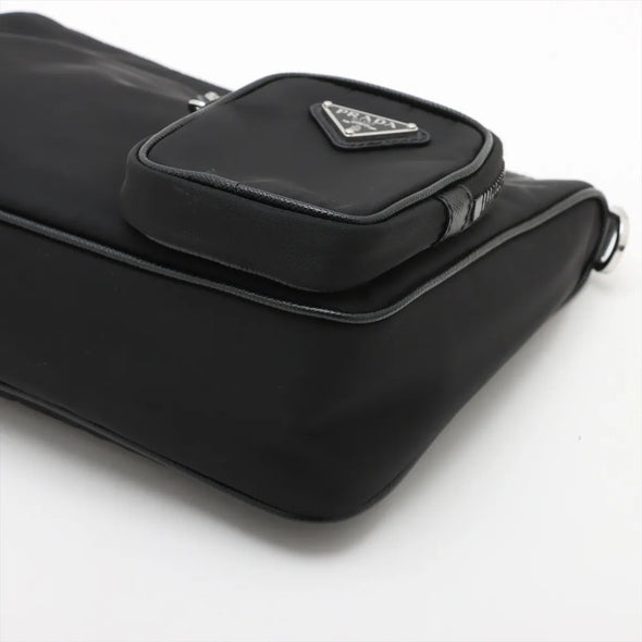 Prada Black Re-Nylon and Saffiano Leather Shoulder Bag [Clearance Sale]