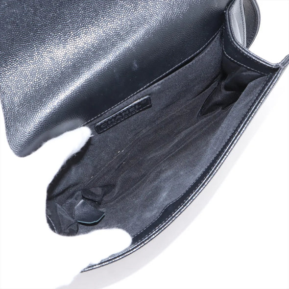 Chanel Black Caviar Calfskin Boy Chanel Flap Closure Handbag [Clearance Sale]