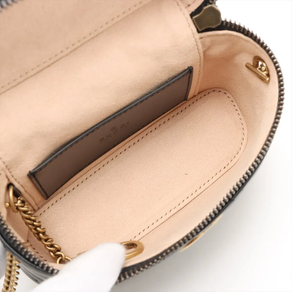 Gucci Black Marmont Matelasse Leather Vanity Case [Clearance Sale]