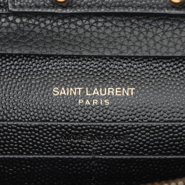 Saint Laurent Black Grained Leather Cassandre Chain Wallet [Clearance Sale]