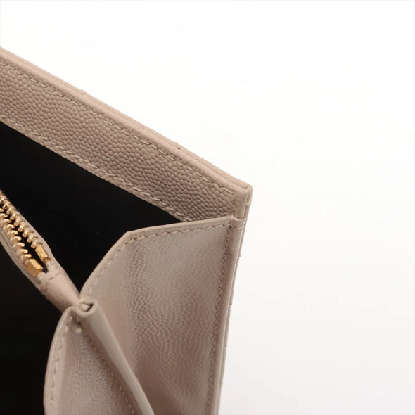 Saint Laurent Beige Grained Leather Cassandre Chain Wallet [Clearance Sale]