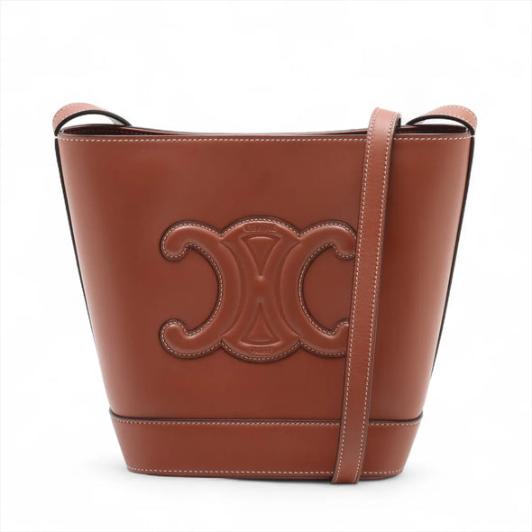 Celine Brown Leather Triomphe Bucket Bag [Clearance Sale]