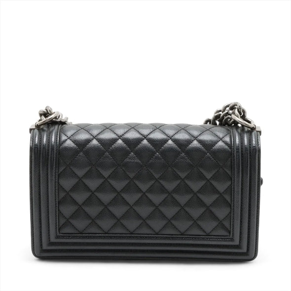 Chanel Black Caviar Calfskin Boy Chanel Flap Closure Handbag [Clearance Sale]