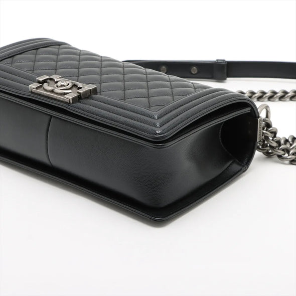 Chanel Black Caviar Calfskin Boy Chanel Flap Closure Handbag [Clearance Sale]