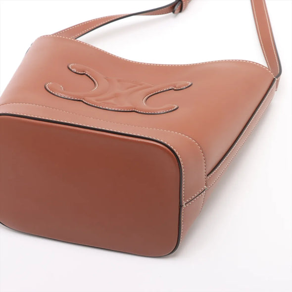 Celine Brown Leather Triomphe Bucket Bag [Clearance Sale]