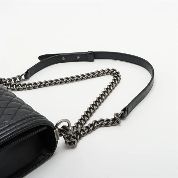 Chanel Black Caviar Calfskin Boy Chanel Flap Closure Handbag [Clearance Sale]